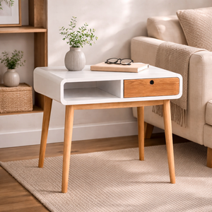 TACASA Eco-Friendly Portable Durable Natural Color <b>Computer</b> <b>Desk</b> Made of Rubber Wood MDF Ash Veneer with White Accents Vietnam - Product Image 2