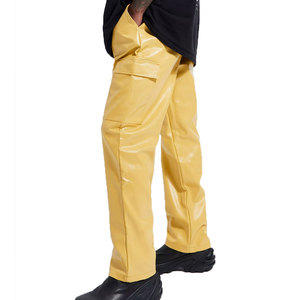 กางเกงหนังผู้ชายทรงตรงพิมพ์ลายโลโก้ออกแบบได้ตามต้องการ - Product Image 1