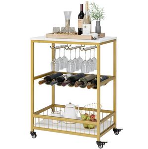 Traditional rectangular steel wine rack bar cart hotel <b>serving</b> <b>trolley</b> food wine & glasses holders bar carts for home catering - Product Image 1