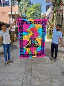 Tentures murales de grande taille sur mesure sur le thème du mandala en 100% coton fabriquées avec le thème des 7 chakras ainsi que des tie and dye multicolores - Product Image 2