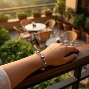 Bracelet à breloques vintage en argent 925 avec pierre de lune sertie clos, plaqué rhodium, style religieux, pour femme, usage quotidien - Product Image 2