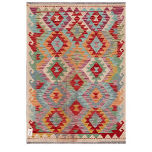 Alfombra Kilim de Maimana, Afganistán, 143 x 104 cm, Juego de Alfombras - Product Image 1