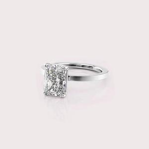 IGI Certified Radiant Shape Lab Created Diamond Engagement <b>Ring</b> 9K Rose / Yellow & White Gold Minimalist Solitaire <b>Ring</b> - Product Image 2