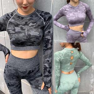 Ensembles de vêtements de yoga Gym Fitness à taille élastique et à carreaux avec logo personnalisé Leggings évasés d'entraînement pour femmes sexy - Product Image 1