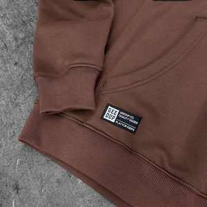 Custom Chenille Embroidery Print Logo Heavyweight 450 Gsm Cotton Fleece <b>Hoodie</b> Oversized Cropped Zip up <b>Yellow</b> <b>Men's</b> <b>Hoodie</b> - Product Image 3