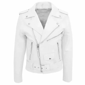 Chaqueta de cuero blanca para hombre, moda sólida, manga larga, cuello vuelto, abrigo para hombre - Product Image 1