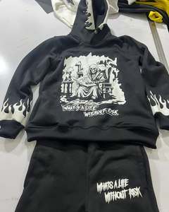 Bas quantité minimale de commande 100% coton adulte à manches longues survêtement avec fermeture à taille élastique sérigraphie survêtement fabriqué au Pakistan - Product Image 2