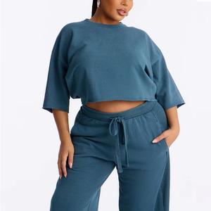 Conjunto de 2 Piezas para Mujer, Pantalones Cortos y Top, Estilo Y2K, Pantalones Anchos, Ropa de Estar en Casa, 100% Algodón, Ecológico, Transpirable, para Uso Diario - Product Image 5