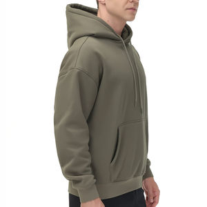 2025 nueva venta al por mayor de algodón mezclado sudaderas con capucha de gran tamaño hombres Color sólido liso gran oferta Streetwear sudaderas con capucha básicas personalizadas - Product Image 5