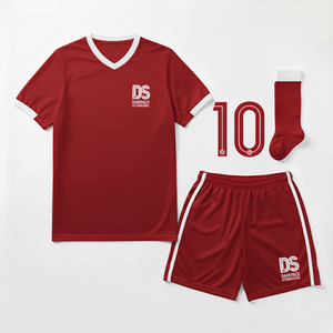 ชุดฟุตบอลแบบกำหนดเองได้สำหรับผู้ชาย ผู้ใหญ่ ผลิตจากโพลีเอสเตอร์ 100% แห้งเร็วและระบายอากาศได้ดี สามารถปรับแต่งสีและโลโก้ได้ - Product Image 1