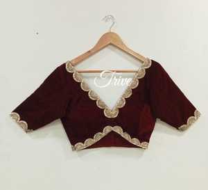 เสื้อส่าหรีแขนกุดผ้ากำมะหยี่ปักลายสำหรับสาวๆ - Product Image 5