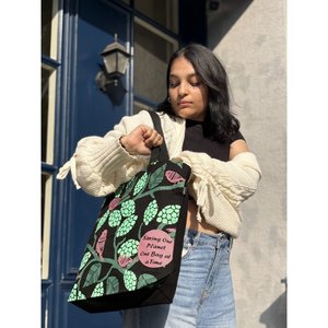 <b>Large</b> Zipper Tote <b>Bag</b> Sparrow Love Durable 12oz <b>Canvas</b> Eco-Friendly Heat Transfer Printed Medium Long for Daily Use Advertising - Product Image 2
