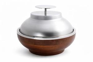 Plat à gratin tendance Ramadan Design moderne de luxe Isolé en métal et couvercle en bois Réchaud alimentaire Buffet Hotpot Casseroles - Product Image 5