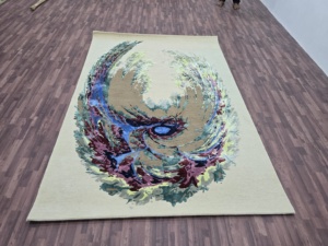 Alfombra de lana con mechones a mano de lujo, pila cortada, moderna, abstracta, texturizada, para sala de estar, dormitorio, alta calidad, 1 pieza, lavable para mascotas - Product Image 5