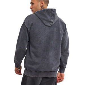 OEM Custom Men's Oversized Hoodie Heavyweight Cotton <b>Blend</b> Distressed Streetwear Vintage Washed Loose Fit Hoodies - Product Image 3
