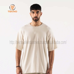 เสื้อยืดผู้ชายทรงโอเวอร์ไซส์220gsm โอเวอร์ไซส์แบบกำหนดเองไหล่100% เบาสไตล์สตรีทผ้าคอตตอนยาวโชว์ไหล่ว่างเปล่า - Product Image 2