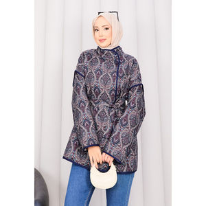Ethnic Floral <b>Pattern</b> <b>Quilted</b> <b>Jacket</b> with Lace Decoration Lightweight Linen Lining and Leather Shell for Spring Autumn Winter - Product Image 2