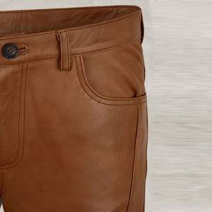 Pantalons en cuir PU pour hommes Pantalons Automne Hiver Vêtements de mode Taille haute avec fermeture éclair Dernières tendances Street Wear Pantalons en cuir taille haute - Product Image 4