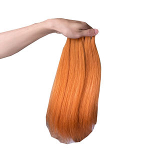 Vente en gros, Extensions de cheveux humains 100% naturels, couleur Orange indienne brute, Extension de cheveux lisses avec bande - Product Image 1