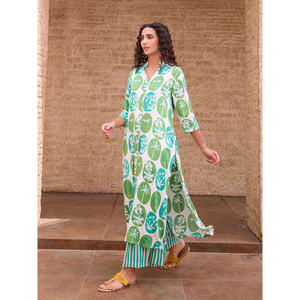 Amora Long Kurta-Elegant Chiffon Maxi <b>Dress</b> for Women Floral & Solid Patterns High Quality <b>Viscose</b> Casual to Formal Day Wear - Product Image 2