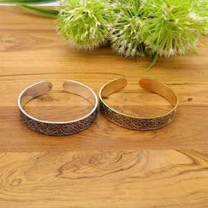 Mandala art <b>adjustable</b> golden silver designer <b>bracelet</b> bangle, vintage ethnic wear bangle jewellery. - Product Image 5