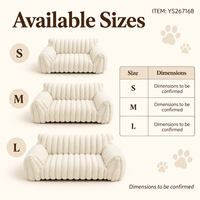 Canapé-lit rectangulaire en peluche côtelée crème Yangyangpet pour chats et petits chiens