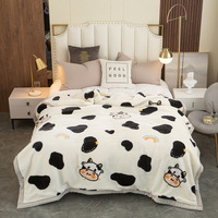 Couverture de climatisation épaissie de couleur unie avec logo personnalisé oem et couverture chaude en peluche brodée de lapin d'agneau