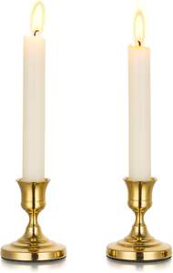 Juego de 3 candelabros cónicos de metal dorado de latón, candelabros, candelabros decorativos modernos vintage - Product Image 3