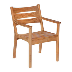 Chaise de salle à manger à bras en bois de teck massif de haute qualité avec couleur naturelle pour une utilisation intérieure et extérieure - Product Image 2
