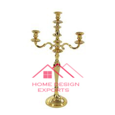 Bodas Fiesta Centros de mesa Soporte Hogar Hotel Decoración 5 Brazos Candelabros de cristal dorado Candelabros de metal Portavelas - Product Image 2