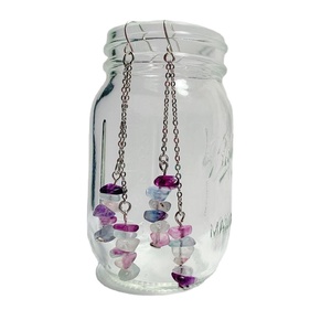 Boucles d'oreilles en argent Sterling 92.5 en Fluorite arc-en-ciel naturelle, bijoux faits à la main pour femmes, cadeau mignon - Product Image 1