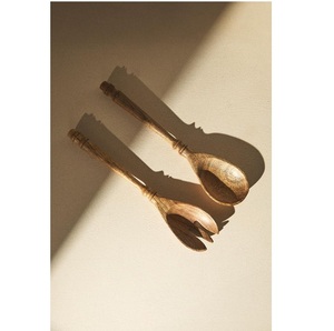 Juego de servidor de ensalada de madera de Mango hecho a mano elegante hogar restaurante vajilla decoración cubiertos para bodas - Product Image 2
