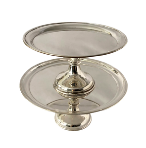 Support à gâteau en acier inoxydable Support à gâteau à dessert aux fruits avec artisanat à 2 niveaux et poignée Outils à gâteau Article décoratif - Product Image 3