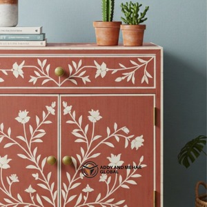 Aparador Decorativo de Estilo Moderno con Incrustaciones de Hueso Floral, Ecológico y Hecho a Mano, con 1 Cajón, para Hogar de Lujo, en Oferta - Product Image 2