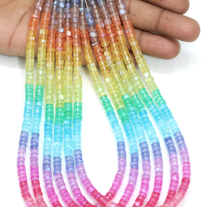 Perles de pierre de lune arc-en-ciel naturelle, forme de pneu lisse, Heishi, 5-6 mm, 15 pouces, pierre de lune arc-en-ciel, forme de roue lisse, perles en gros - Product Image 6