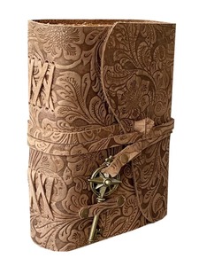 Diario de cuero marrón vintage Estilo espiral con borde de cubierta antiguo libro de hechizos en blanco de regalo de sombra - Product Image 3