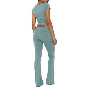 Ensemble de survêtement extensible pour femme avec logo personnalisé, vêtements de sport et d'entraînement tendance pour femme, ensemble 2 pièces, survêtement extensible professionnel pour femme 2026 - Product Image 2