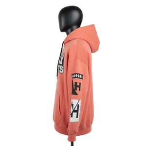 Sweat à capuche pour homme en coton mélangé lourd, polaire 320 GSM, tissu doux et chaud, design à panneaux de couleur corail, logo personnalisé, sweat à capuche basique - Product Image 3