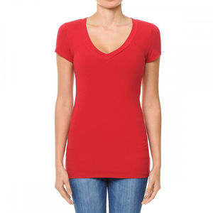 Camisetas Casuales para Mujer, Diseño Sólido, Antibolitas y Transpirables, con Logotipo, 100% Poliéster/Algodón, Jersey de 4.2 oz, Manga Corta, Cuello en V Profundo - Product Image 2