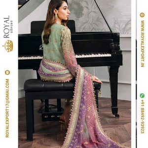 Set setelan Georgette kerja bordir berat, koleksi gaya Pakistan India & Pakistan