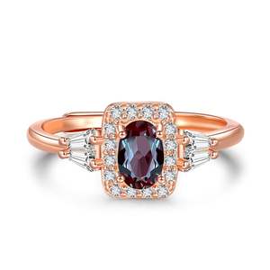 Bague de fiançailles ouverte Jeulia en argent sterling et or rose avec alexandrite taille ovale - Product Image 2