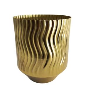 Elegante juego de macetas de hierro multifuncional para el hogar y el jardín, macetas grabadas decorativas doradas de latón para plantar - Product Image 5