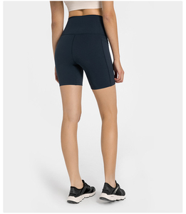Pantalones cortos de Yoga de cintura alta elástica sin costuras a cuadros con logotipo personalizado talla grande mujeres gimnasio entrenamiento ropa deportiva Etiqueta Privada venta al por mayor - Product Image 3