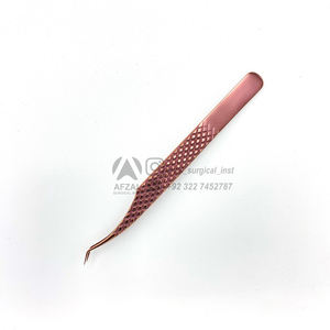 แหนบสำหรับต่อขนตาแบบหนีบติดเพชรสีทองกุหลาบโลโก้แบบกำหนดเอง - Product Image 4