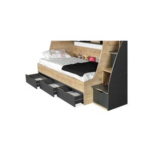 Letto a castello, Truva letto a castello con cassetti e scale, 90x190, noce - Product Image 4