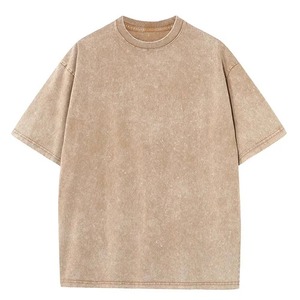 Camisetas desgastadas de alta calidad con mangas cortas para hombre, con logotipo personalizado, precio económico, camiseta de lavado ácido de gran tamaño para hombre - Product Image 5