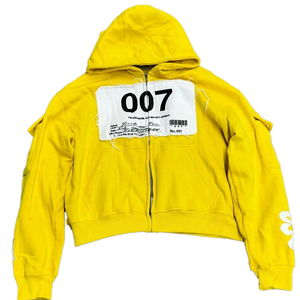 Sudadera con capucha desgastada bordada con apliques personalizados y cremallera con diamantes de imitación lavado ácido Vintage lavado hombres Fleece Streetwear Sudadera con capucha para hombres - Product Image 6