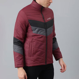 Vestes d'hiver matelassées personnalisées pour hommes, col montant, imperméables, à capuche, avec logo imprimé sur le devant, 100 % polyester, vente en gros - Product Image 4