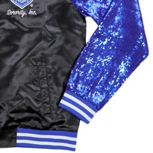 Zeta Phi Beta Sorority Sequin Jacket Noir Bleu 1920 Greek Life Apparel Broderie personnalisée ZPB Glitter Varsity Bomber Party Wear - Product Image 6