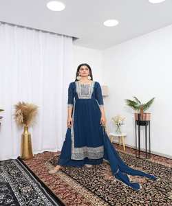 Boutique Design Gharara Casual Long White Fork Style Black Two Piece Three Piece Dupatta Suit African Clothing - Product Image 4